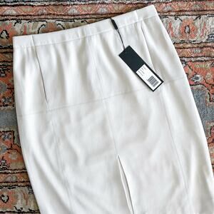 Halston Heritage Front Slit Cream Straight Pencil Skirt NWT